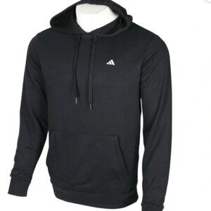 NEW Men's Adidas Go-To Hoodie Sz M Black Hooded Sweatshirt White Stripes NWT